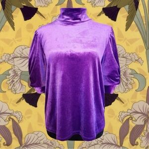 Anthropologie Sanctuary NWT Purple Velvet Mock Turtleneck Top Size M